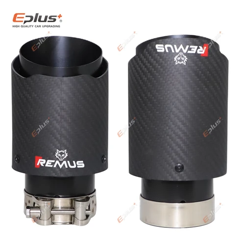 REMUS 자동차 매트 탄소 섬유 머플러 팁 배기 시스템 파이프 머플러 깍지, 범용 스트레이트 스테인레스 블랙 자동차 부품 