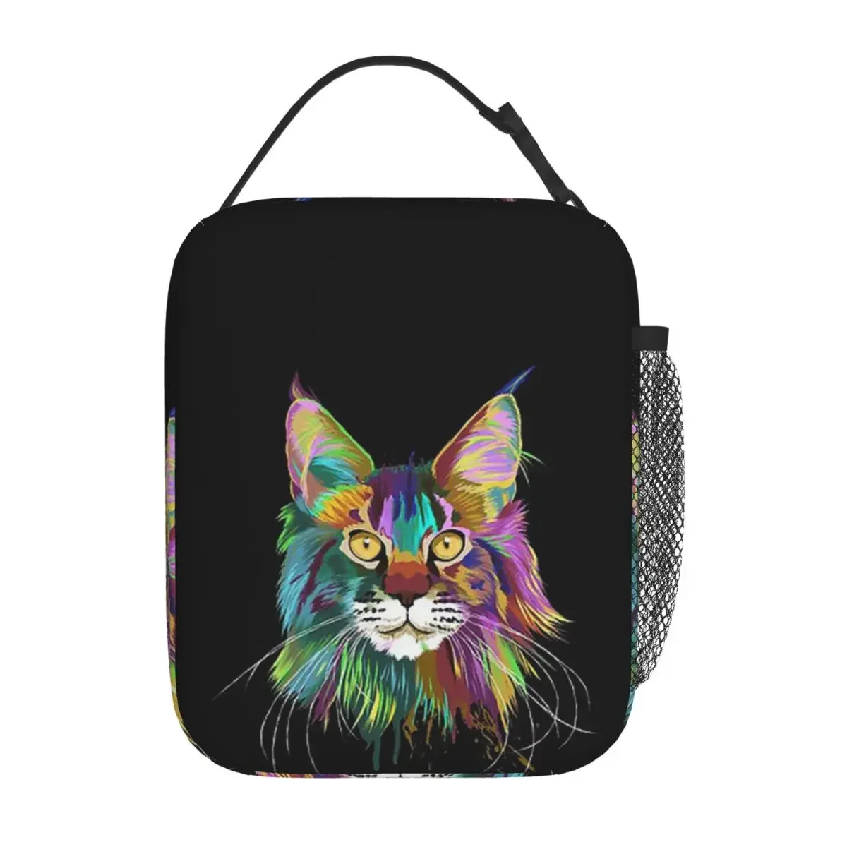 Splash Maine Coon Cat Insulated Lunch Bag for Women Children Portable Food Boxes Thermal Lunch Box Tote