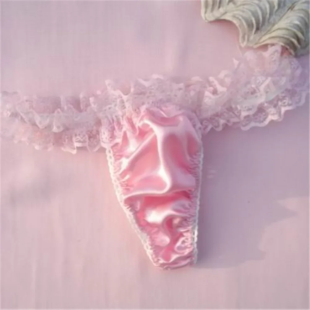 Sexy Underwear Women 1/4Pcs Emulation Silk Ladies Lingerie Panties Ruffles Thongs Underpants G-String Knickers