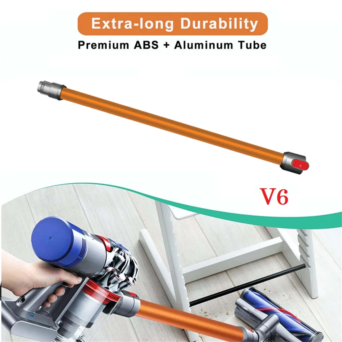 Quick Release Wand for Dyson V6/DC58/DC59/DC61/DC62/DC74 Vacuums Attachment Extension Tube Stick Vacuum Cleaners Black_ABLE