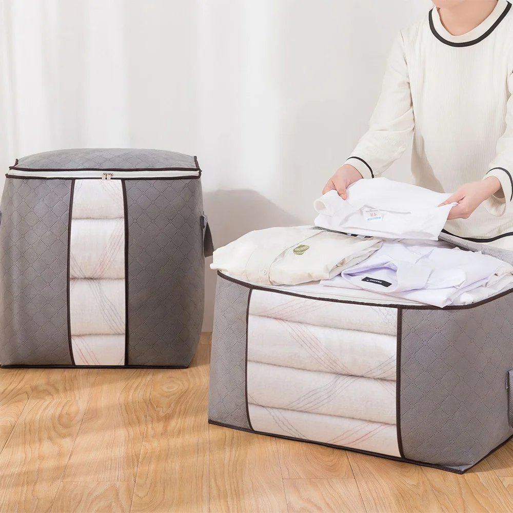 Sac de rangement de grande capacité pour couette et vêtements, sacs de tri de couverture, Cisco anti-poussière, stockage de jouets, non tissé, multifonction, évaluation 2023