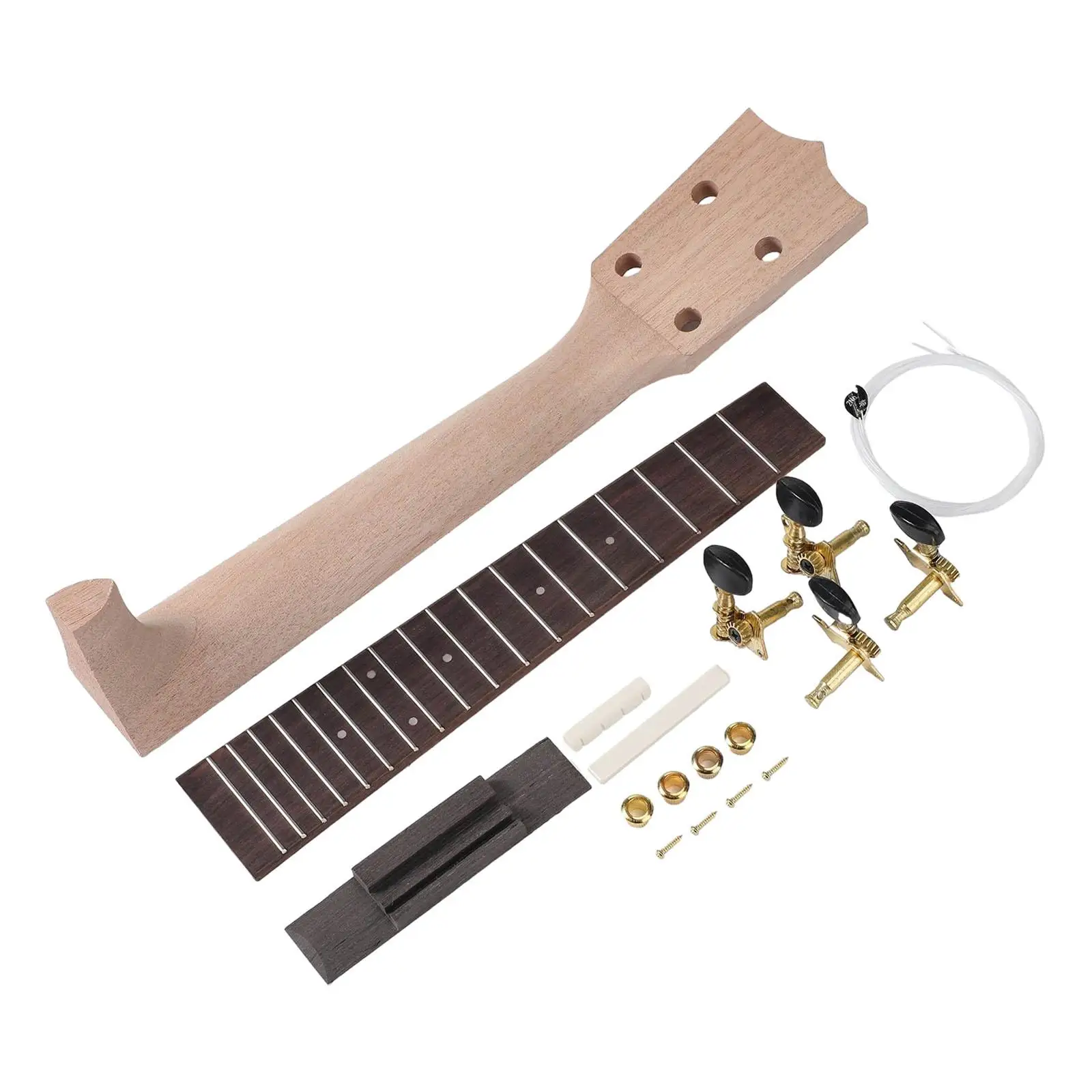 Ukulele Neck Unfinished Wood DIY Kit Artistic Musical Instrument Set for Kids Ukulele Self-made Projects