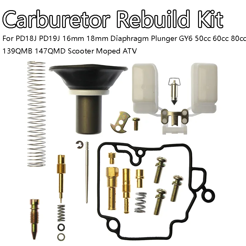 Carburetor Rebuild Repair Kit PD18J PD19J 16mm 18mm Diaphragm Plunger For GY6 50cc 60cc 80cc 139QMB 147QMD Scooter Moped ATV