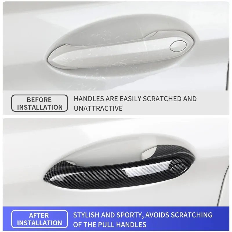 For BMW G30 G20 G32 6GT X3 G01 X4 G02 X5 G05 X7 G07 LHD Car Door Handle Carbon Fiber Exterior ABS Cover Trim Protector Stickers