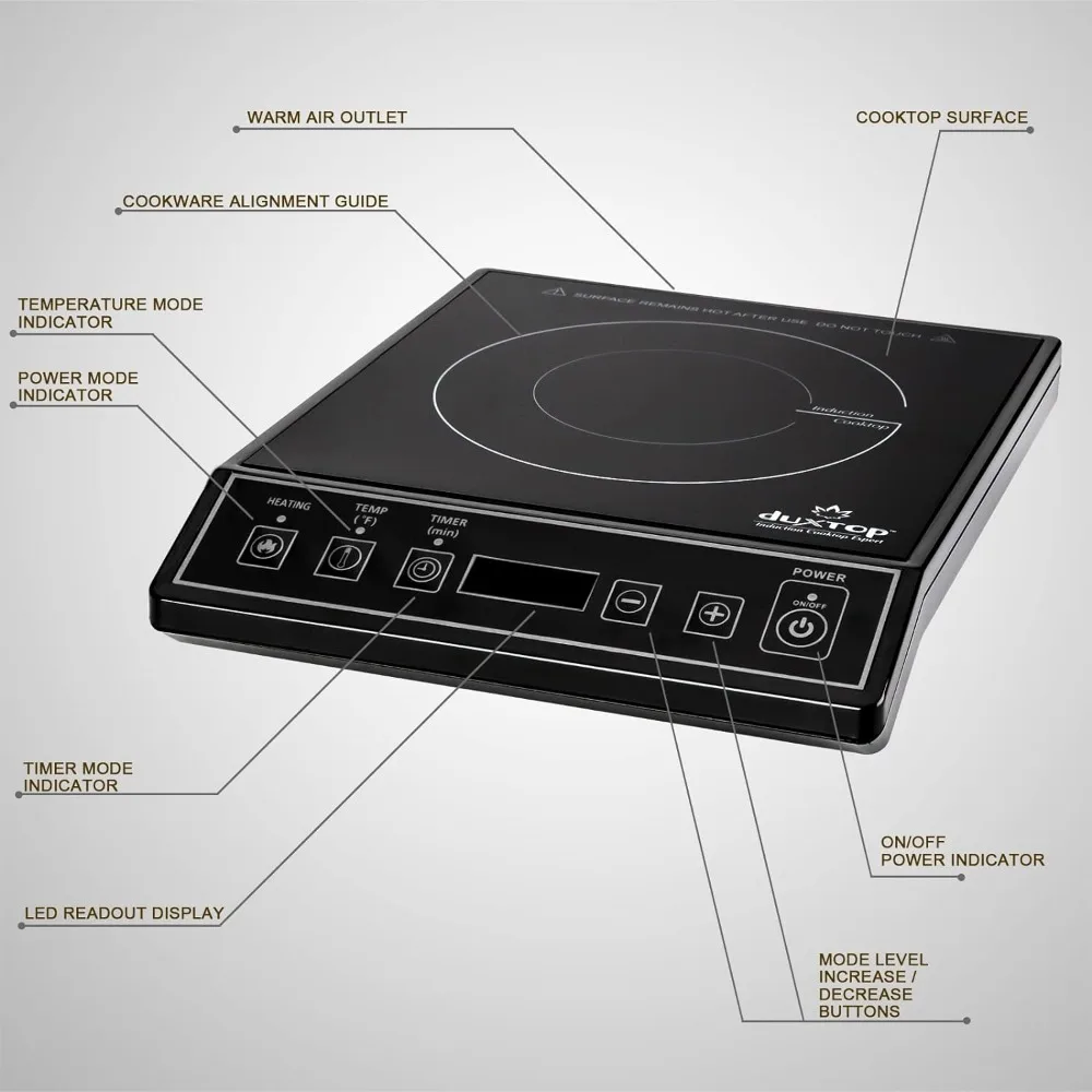 Cooktop portátil indução, queimador bancada, preto, 9100MC, BT-M20B