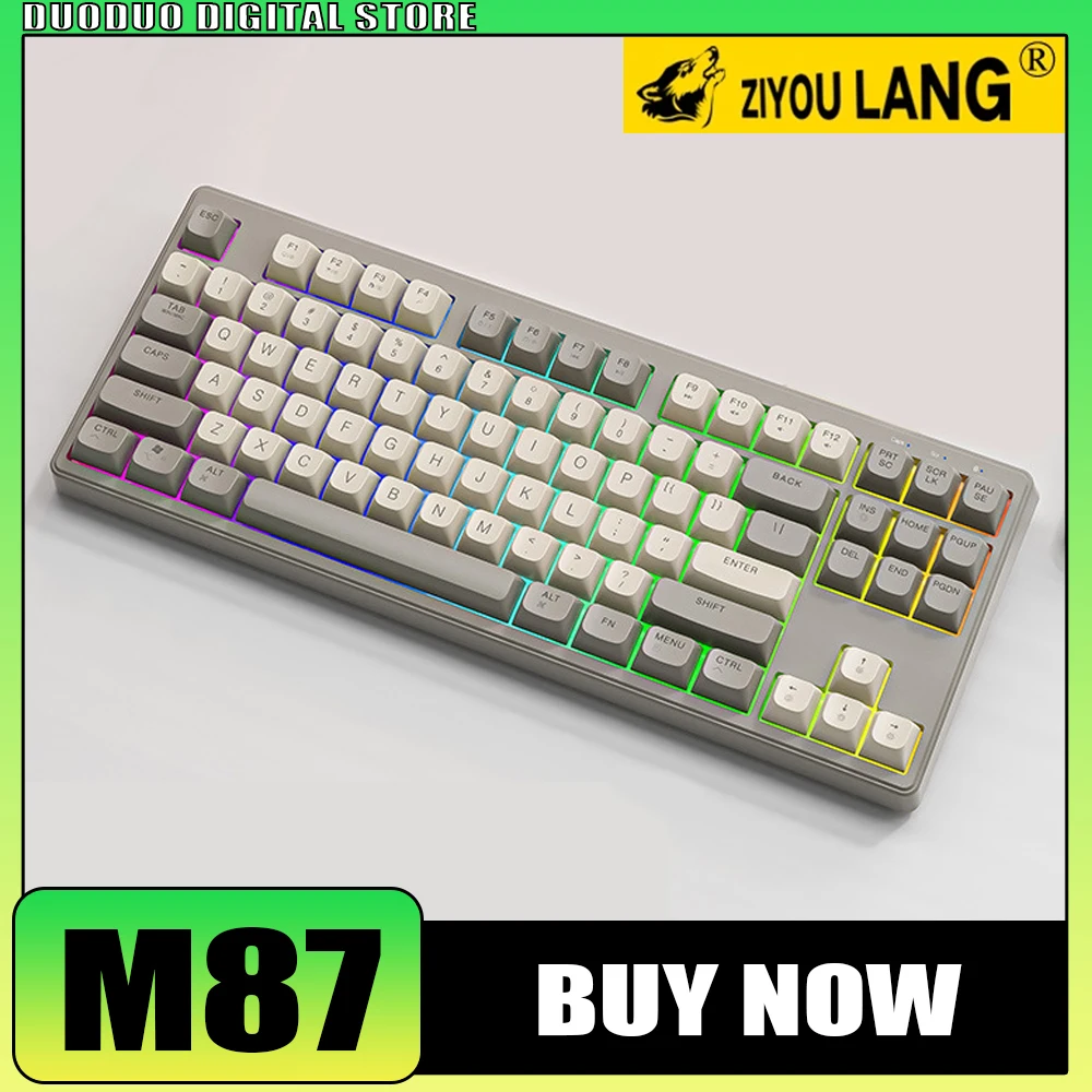 

Freewolf M87 Mechanical Keyboard Wireless Bluetooth Dual Mode Gaming Keyboard Ziyoulang PBT Keycap Office Silent Ergonomic Gift