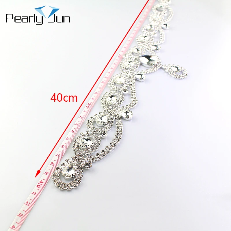 1 Pieces of 33*16cm Pendant Crystal Neckline Patch for Bride Wedding Dress Belt Decoration DIY Sewing Rhinestone Applique YL017