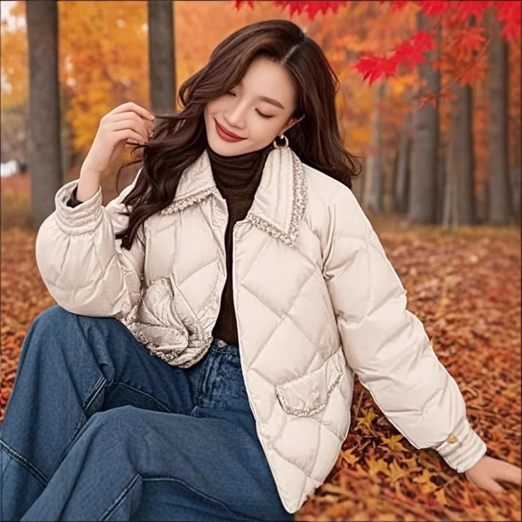 

Autumn Winter New Fashion Turn-down Collar Women Cotton Jacket Solid Parkas Casual Loose Thicken Warm Women Clothing