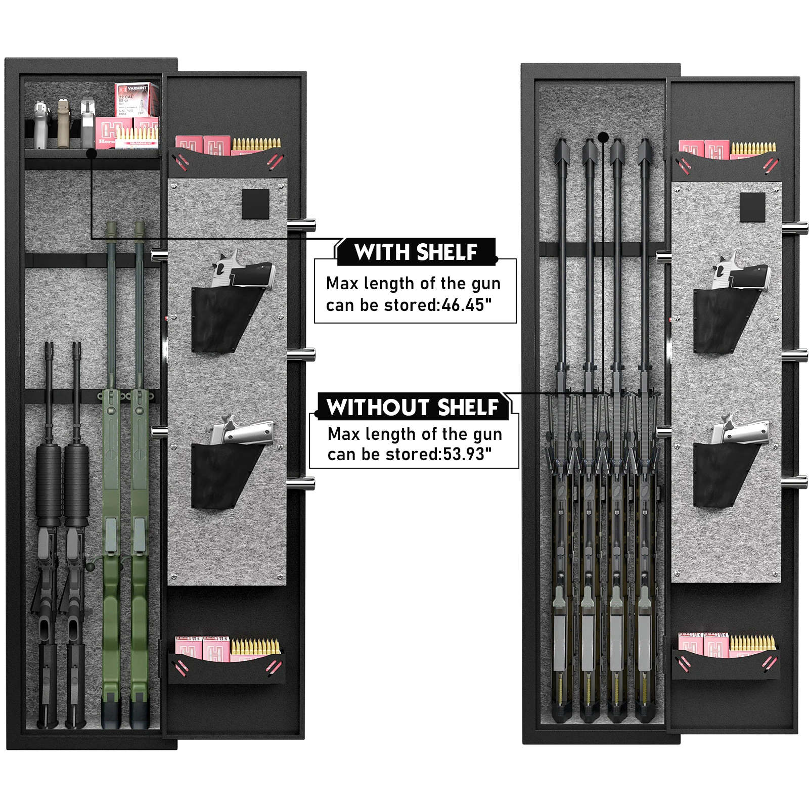 Gun Rifle Safe, Large Unassembled Rifle Safe, Quick Access Gun Cabinets ，Removable Shelf Bullet Rack and Gun Rack security box