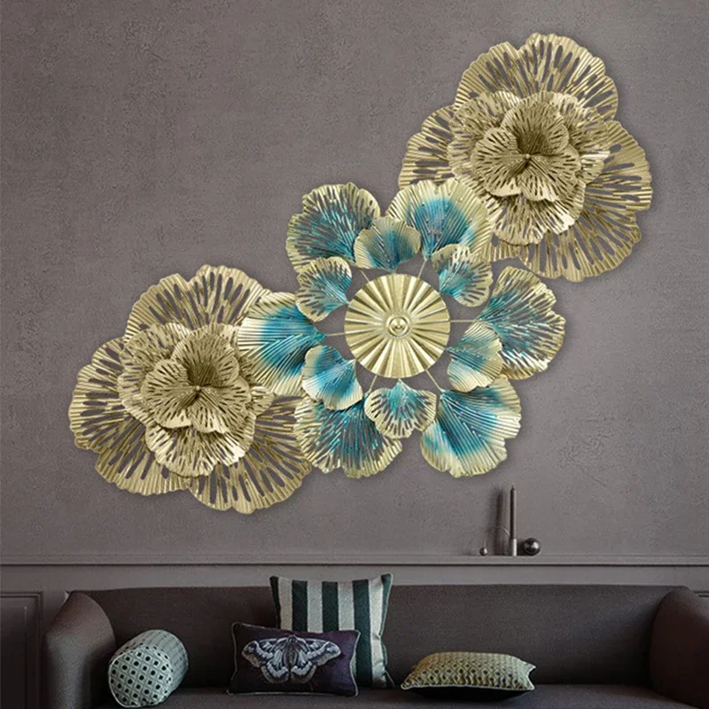 

Metal Wall Art Decoration Home Living Room House Interior Design Iron Products Fake Flower Mural Elegant American Accessories