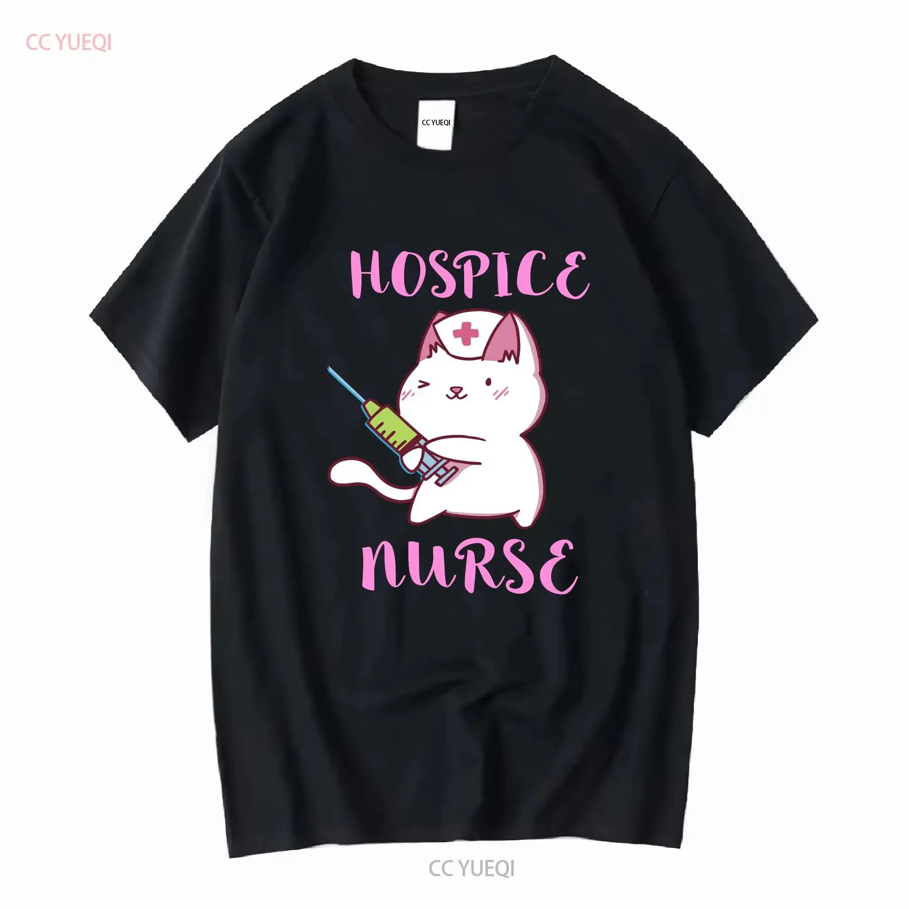 

Hospice Nurse T Shirt Life Cat Registered Ideas Nursing School Squad long or short sleeves vintage Washed homme Versatile