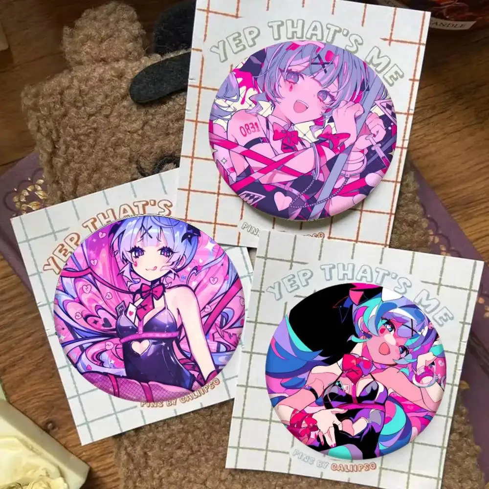 Kawaii H-Hatsune Anime Cute   Badge Tinplate Coin Brooch Clothing Backpack Accessories Lapel Pin