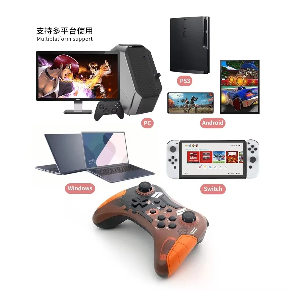 for TY-3839 Wireless Bluetooth Hall Linear Joystick Gamepad for Switch/PS3 Android iOS Win7 PC Mechanical Key Press Controller