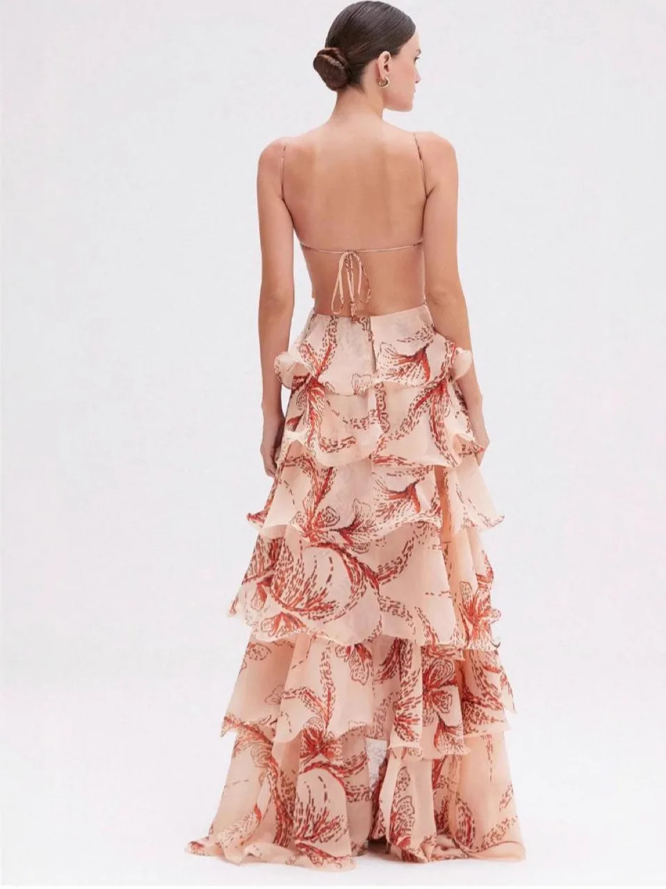 シックな蝶プリントフリルプリーツドレス女性セクシーな V ネックバックレスタイアップロングドレス夏ノースリーブ中空アウトボヘミアンティアード