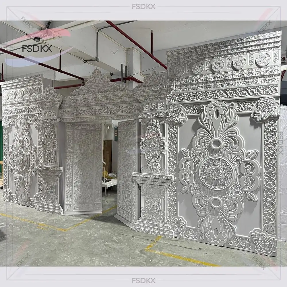 Customized Stage Background Decoration Romantic Style Pvc White Castle Backdrop for Wedding Birthday Party Decorations