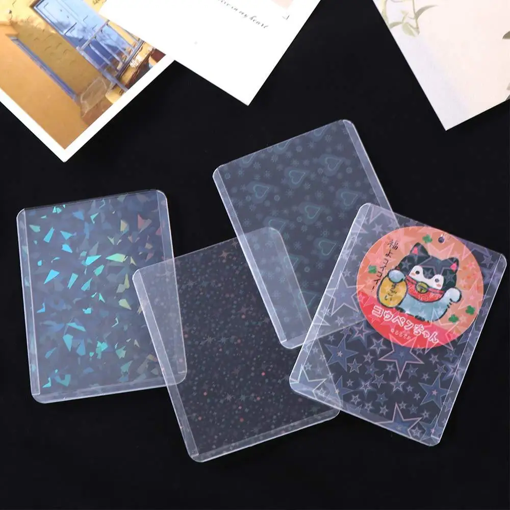 Защитная пленка для лазерной вспышки, держатель для фотокарт, блестящий держатель для карт из ПВХ, голографический кавайный чехол для фотокарт, фото фанатов