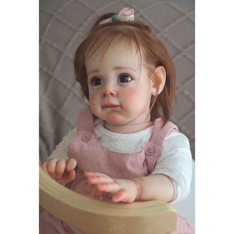 

60CM High Quality Lifelike Handmade Reborn Babe Toddler Maggie with Detailed Hand-rooted Hair Collectible Art Doll