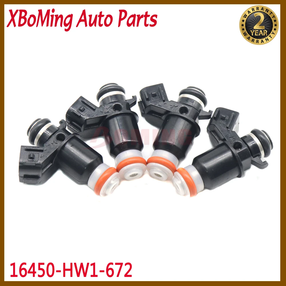 4PCS Fuel Injector Nozzle 16450-HW1-672 For 2003-2007 Honda AquaTrax F12 F12X 02-07 R12 R12X 16450HW1672 16450 HW1 672