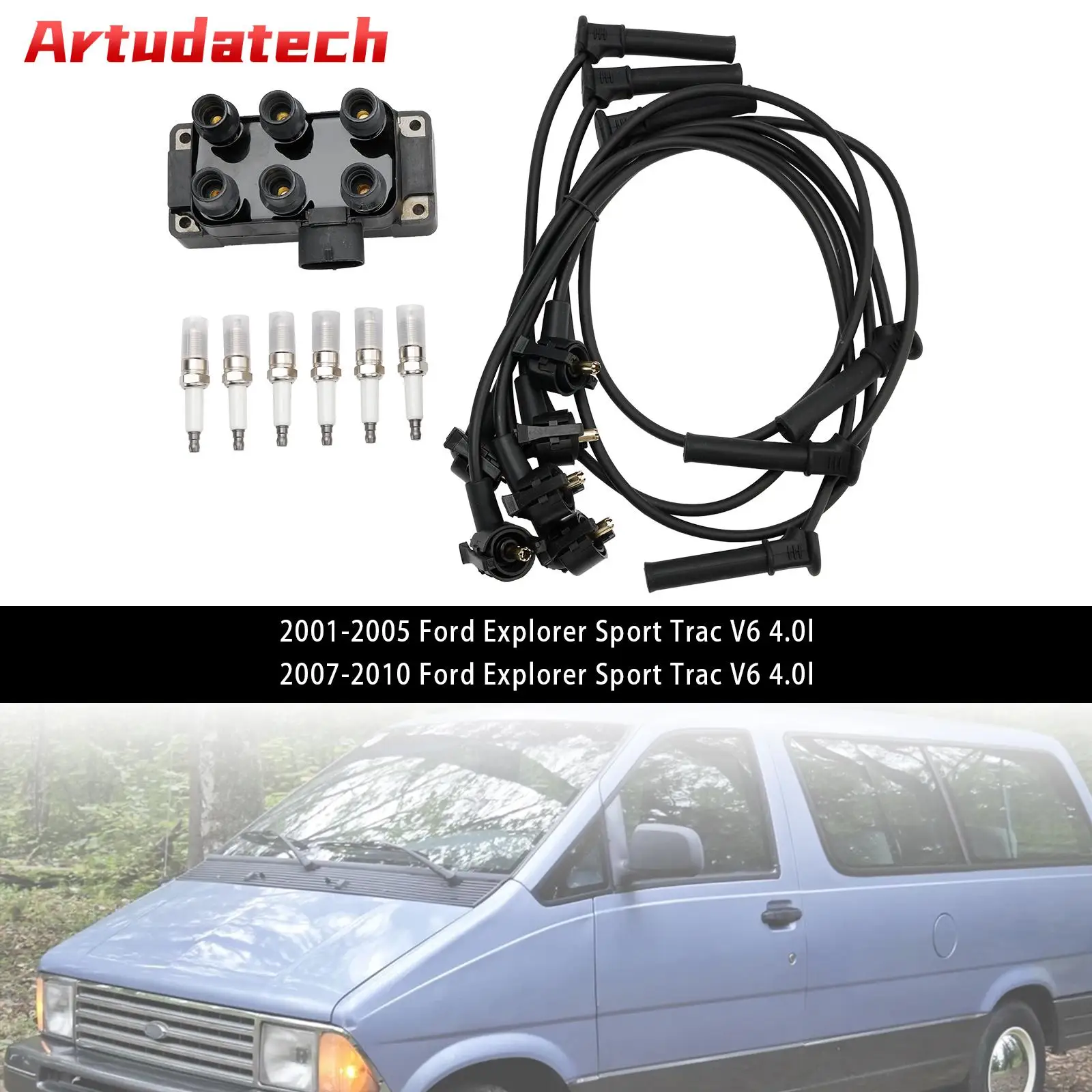 

Artudatech Ignition Coil+6 Spark plug+6 Wire FD480 For Ford Explorer Sport Trac V6 4.0L