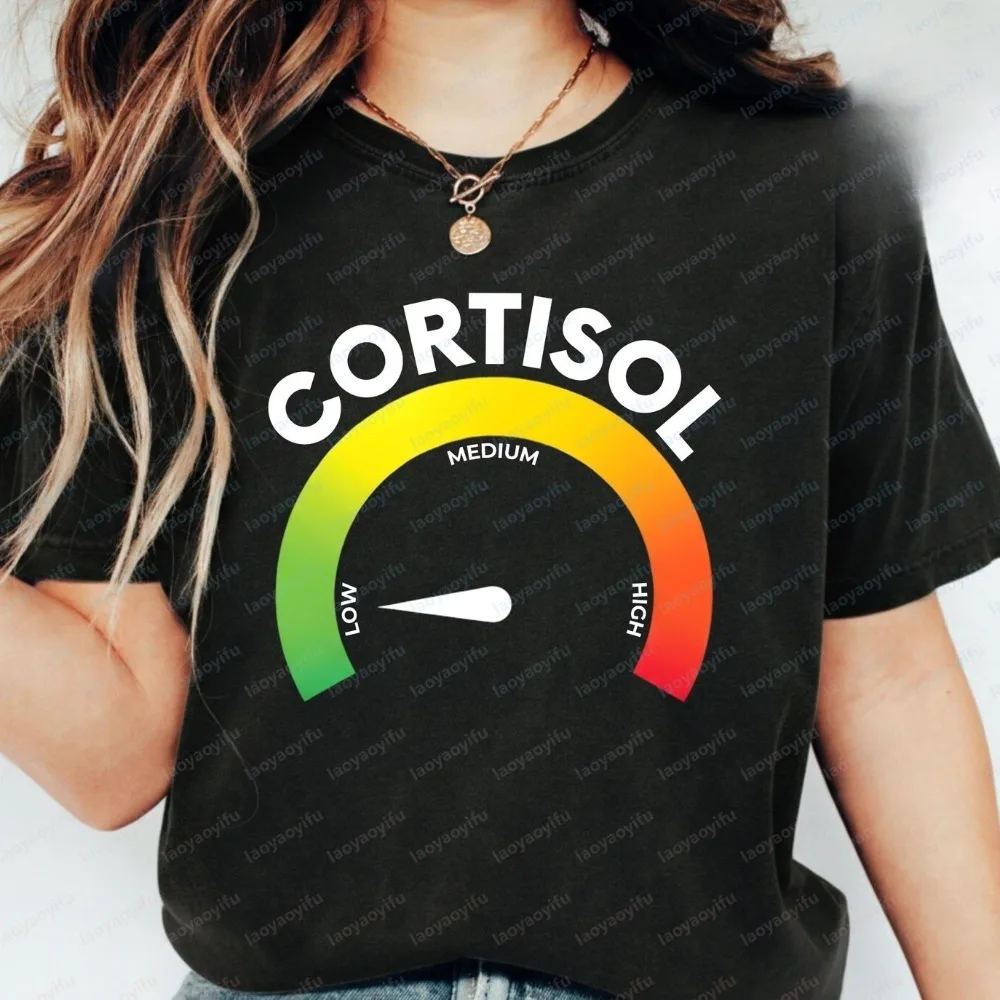 Low Cortisol Level Funny Stress Meme Tshirt Internet Humor Adult Joke Gift for Men Women T Shirt Casual Fashion Loose Summer Tee