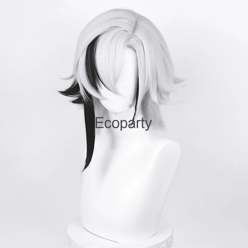 Halloween Party Role Play Wig Game Genshin Impact Arlecchino Cosplay Wig Black Gradient White Hair + Free Cap Wig