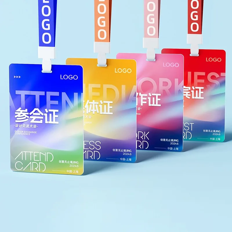 Carte d'identité professionnelle personnalisée en PVC, utilisable comme porte-nom portrait, badge VIP pour conférence, carte d'accès pour invité ou représentant, et carte d'identité professionnelle.
