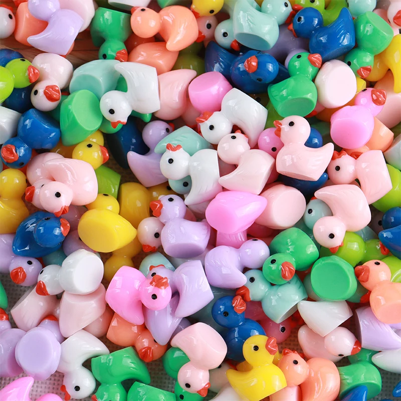 50PCS Mini Ducks Miniature Resin Desk Decoration Cute Figurines Fairy Garden Accessories Home Decor DIY Doll House