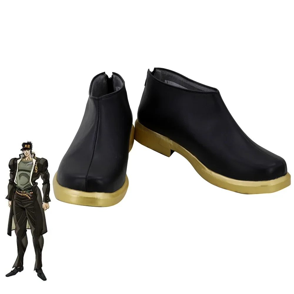 

Anime JoJo Bizarre Adventure Cosplay Kujo Jotaro Black Shoes Boots Custom Made Halloween Costumes Props Accessories