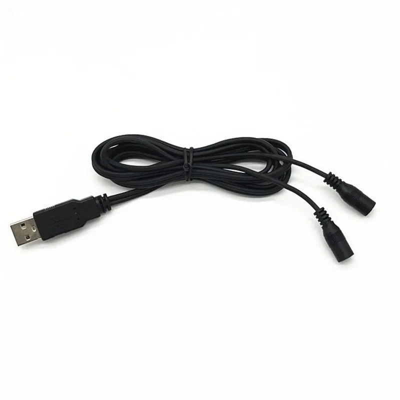 

10PCS/Lot USB2.0 male usb TO 2 x female DC 3.5-1.35mm 1.5m black