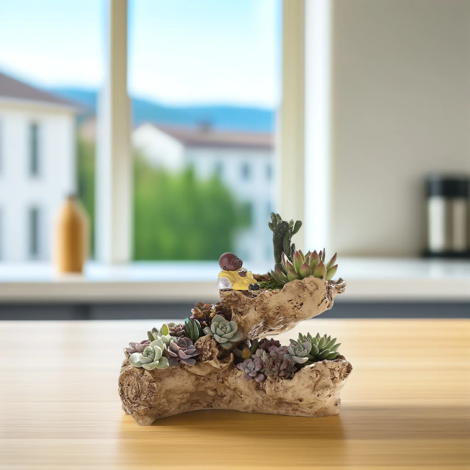 

Resin Twisted Driftwood Planter Sculpture 3 Pots Multilayer Succulent Flower Pots Decorative for Balcony Wedding