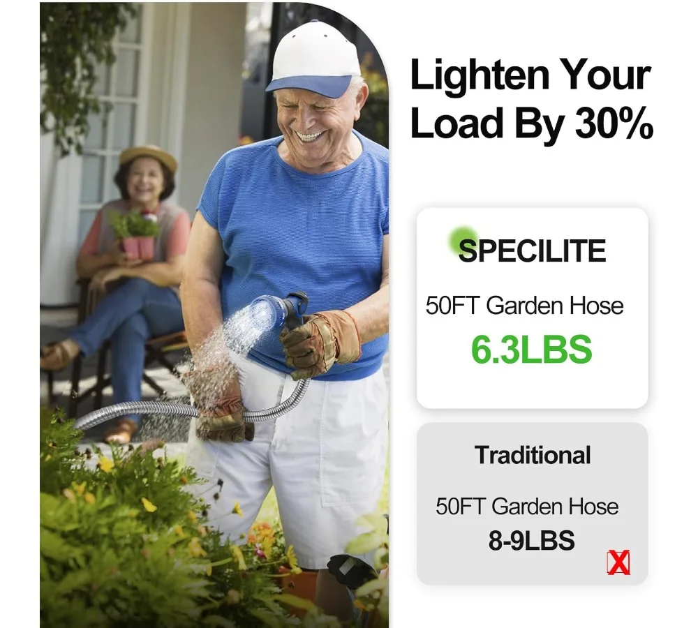 خرطوم حديقة من الفولاذ المقاوم للصدأ بطول 50 قدم، أنبوب مياه مرن عالي التحمل مع فوهة لا تتشابك أبدًا في ساحة خارجية #3