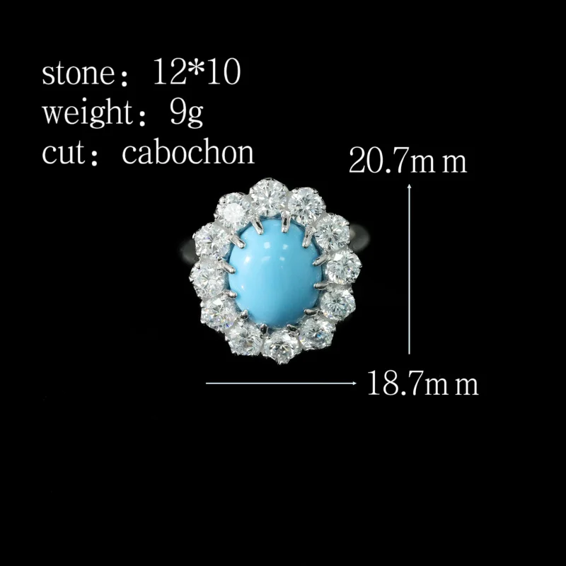 925 silver gold plated high carbon diamond blue pine high family flower encrusted Sleeping Beauty fashion elegant ring