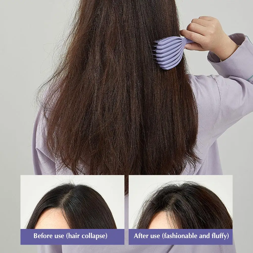 Portable Hair Comb Elastic Hollow Massage Fluffy Comb Pure Anti-static Color Massage Comb Non-knotting Home Flexible R5B6