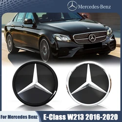 Black Border 3D Mirror Emblem For Mercedes Benz E-Class W213 2016-2020 Silver Car Front Grilled Star Emblem Logo Car Accessories