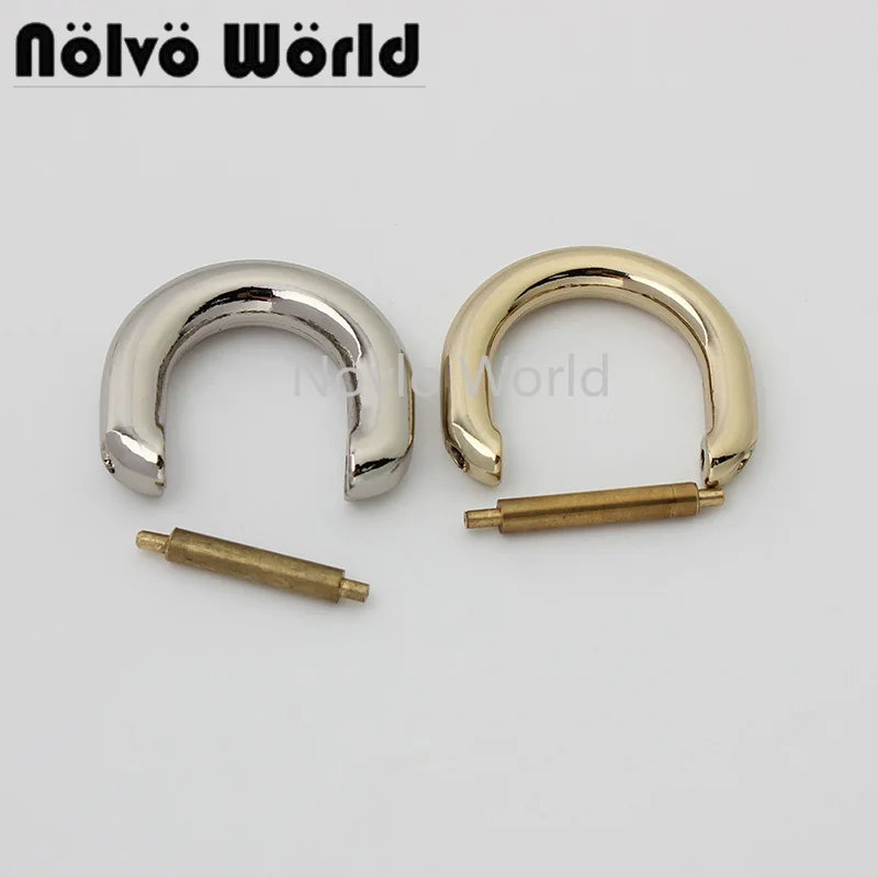 10-50 pieces 4 colors 15mm 17mm polished zinc alloy d ring for backpack removable D buckles purse hardware