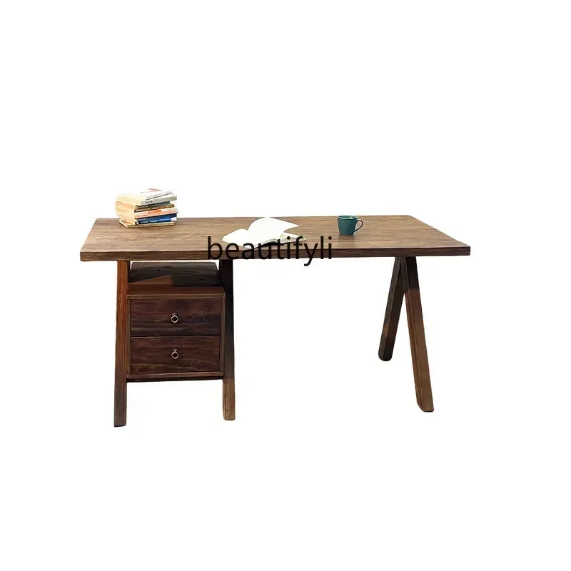 

ls 27Unilateral desk Solid wood desk Chair combination Study computer work desk