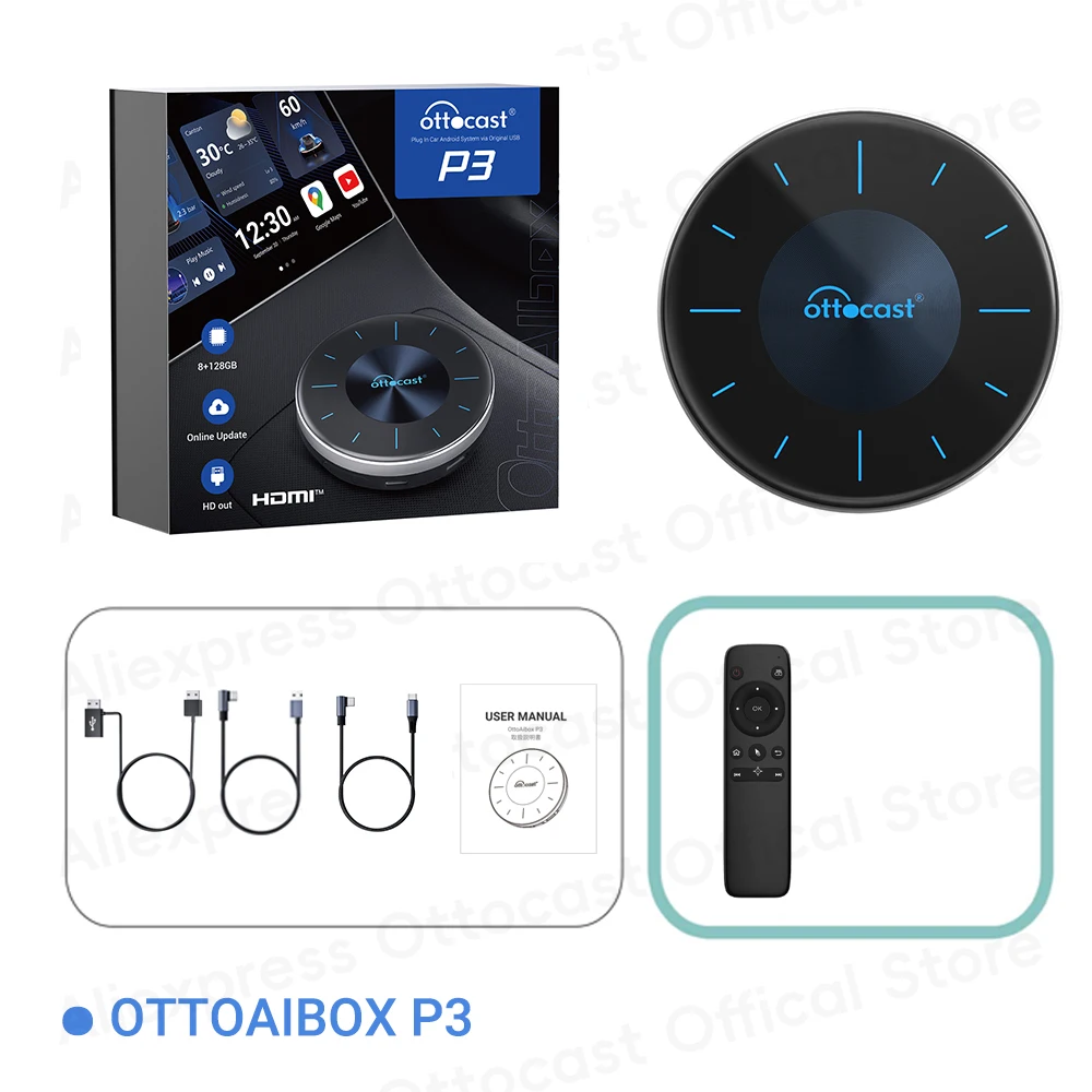 Ottocast P3 of P3 PRO AI Box Draadloze CarPlay Android Auto TV Smart Box 2026 Nieuwe Ottoaibox voor Nissan Toyota Ford Cadillac Buick