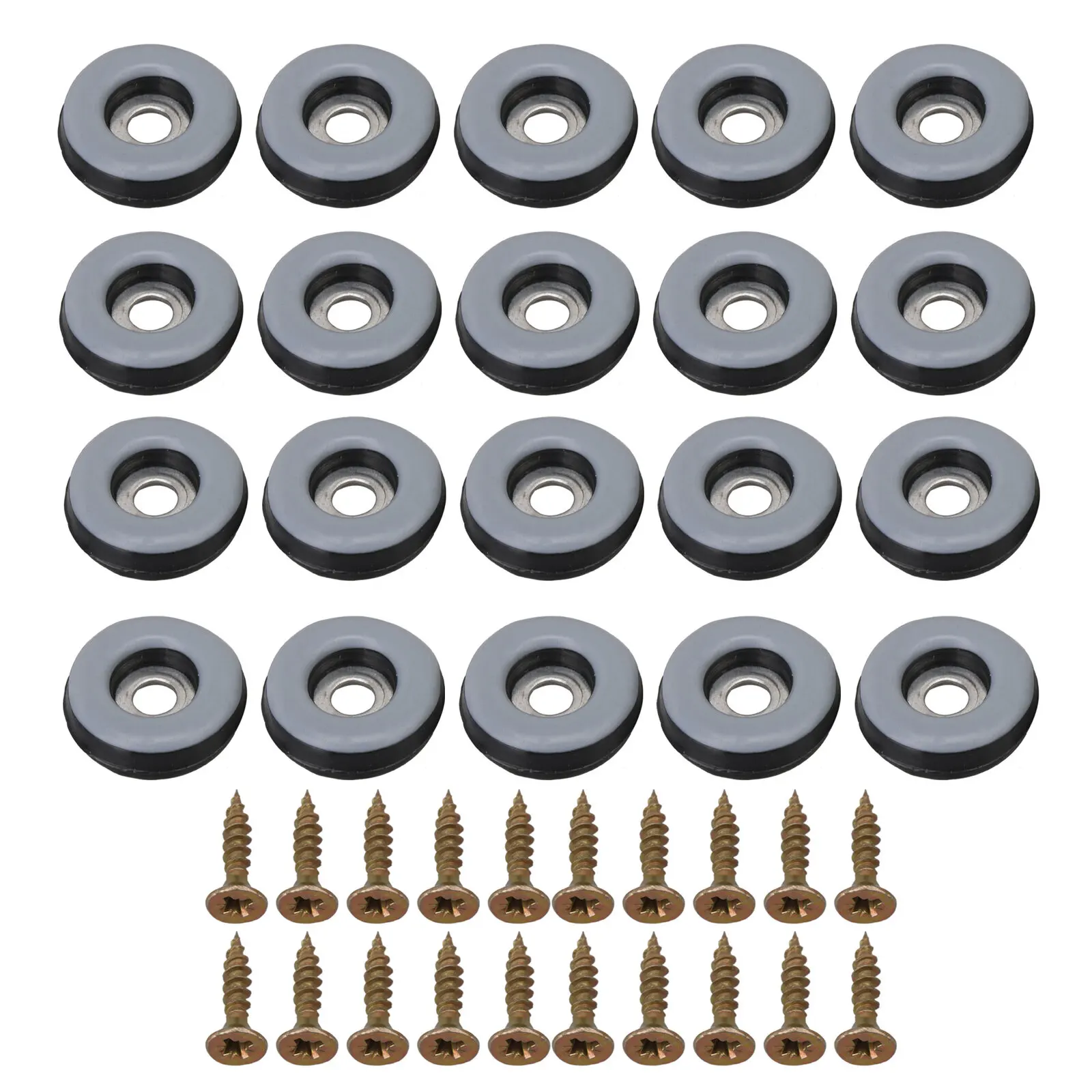 20 Pcs Dia 22mm PTFE Desk Leg Furniture Glides Slides Round with Screws