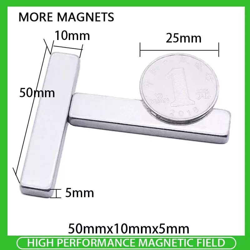 

1~20PCS 50x10x5mm Block NdFeB Neodymium Magnet N35 Super Powerful imanes Permanent Magnetic 50mm x 10mm x 5mm