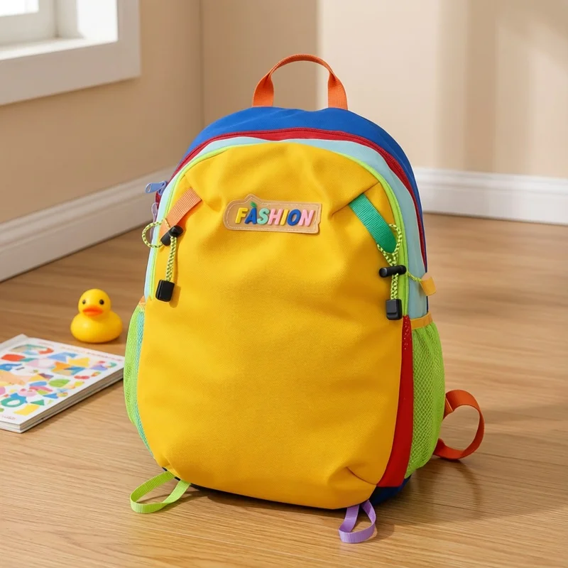 Children's Contrast Color Backpack High Aesthetic Value Girls Boys Rainbow Fashion Casual School Bag Travel Outdoor Double ...