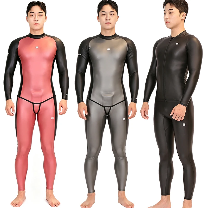 Men swimsuit Split Wetsuit Long Sleeve Rash Guard Two Piece Diving Suit Snorkeling Surfing Swimwear Full Length Jellyfish Suit