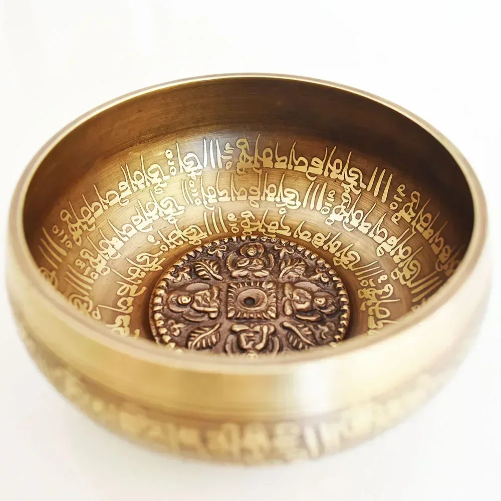 12CM Nepal Handmade Singing Bowls Set Buddha Mantra Design Tibetan Sound Bowl for Yoga Chanting Meditation Decoracion