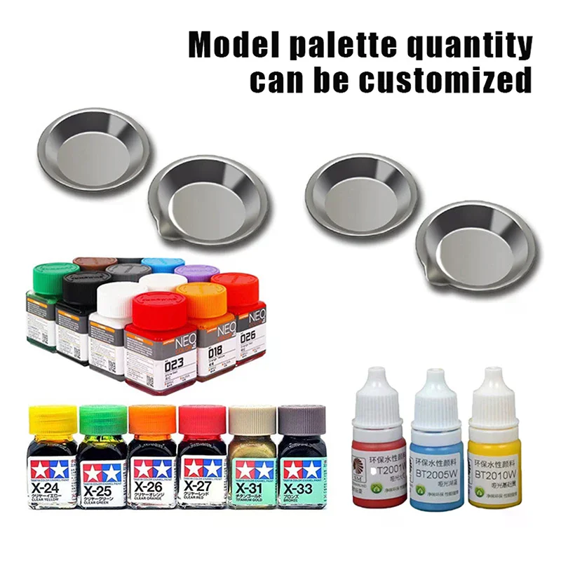 2/6Pcs Stainless Steel Painting Color Bowls Oil Paint Trays Paint Color Mixing Cups Color Mixer Painting Tools