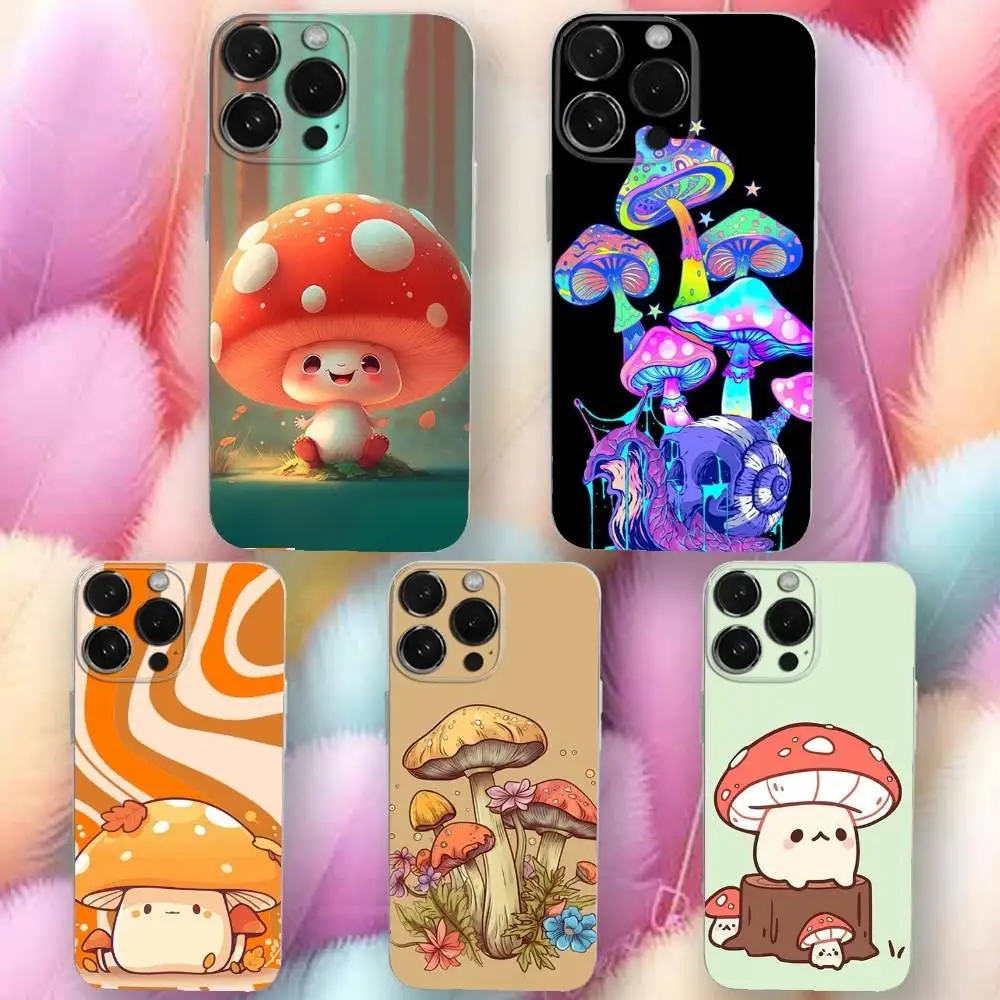 

Cartoon Cute M-Mushroom Phone Case For iPhone 16,se4,15,14,13,12,11 Plus,Pro,Max,XR,XS,X,Plus,SE,Mini Transparent Soft Cover