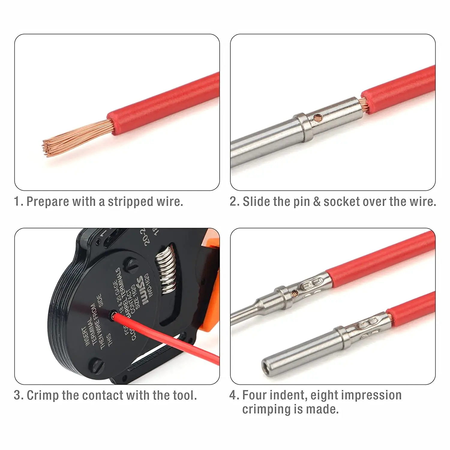 IWD-1620 Deutsch Size 16 Crimper Tool Solid Barrel Contact Circular Connector Contacts Crimping Plier 8 Indents Wire Clamp Tool