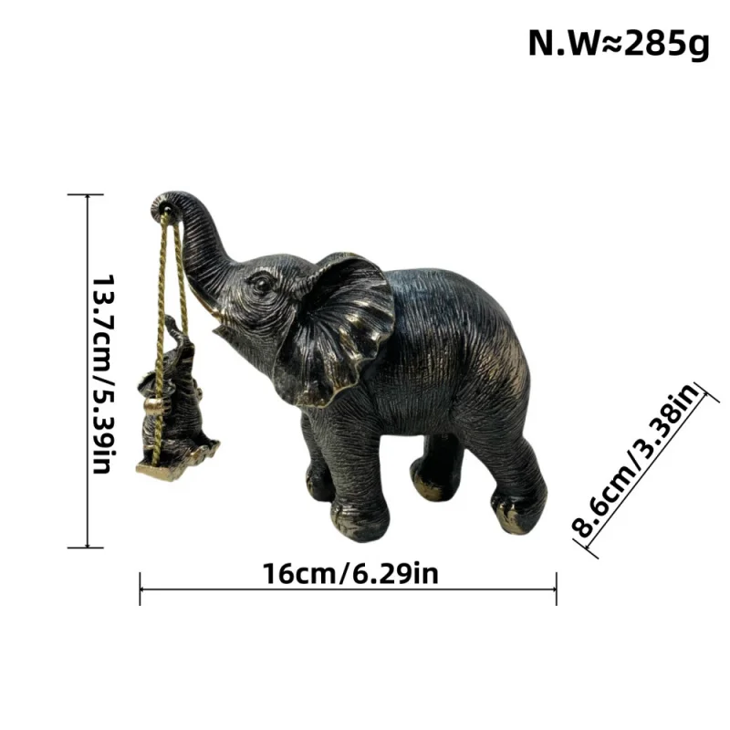 Swing mother-and-daughter elephant figurine, decorative item for the living room entrance table, resin craftwork