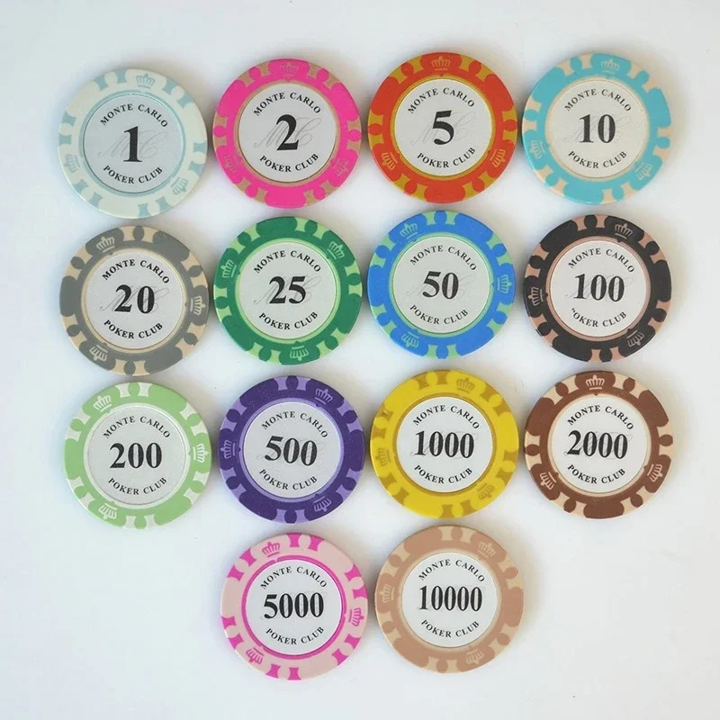 10 unids/set Crown Texas Hold'em Baccarat juego de fichas de póker de arcilla fichas de juego de Casino Club de alta calidad accesorios de entretenimiento