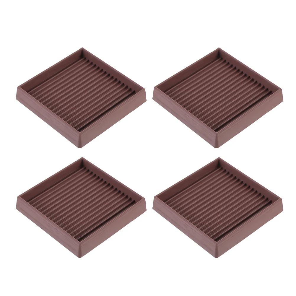 

4Pcs Furniture Non Slip Rubber Caster Cups Square Anti Skid Pads Floor Protector for Bed Sofa Chair Legs Furniture Leg Pads