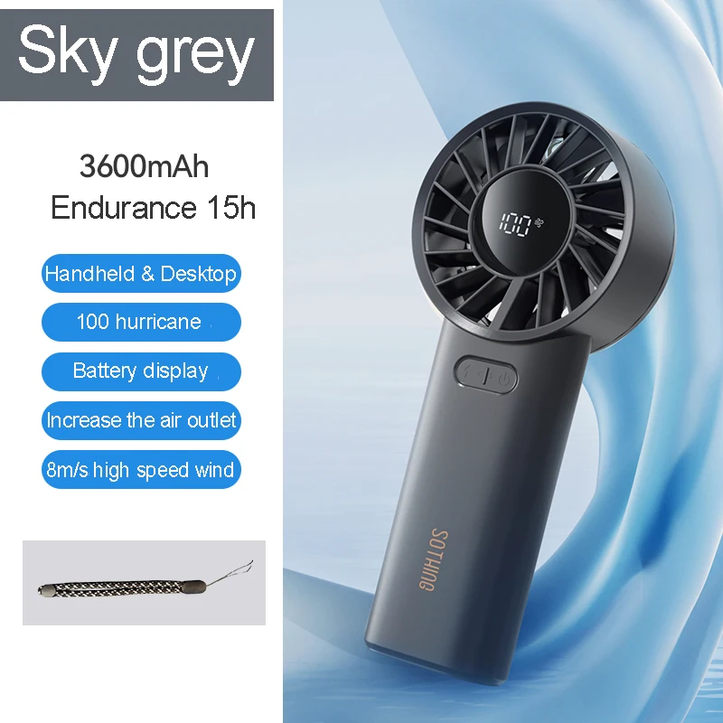 Sothing Mini ventilateur portatif 3600mAh USB Rechargeable 100 vitesses ventilateur de refroidissement Portable Ultra-silencieux pour dortoir de bureau en plein air