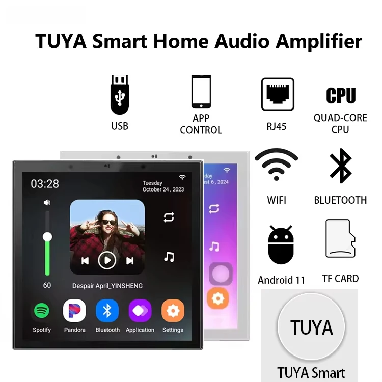 Sound System 4 Inch Cross Music Player Wall Mounted 2.0 Channel Amplifier Android 11 Graffiti Smart Home Made Amplifier